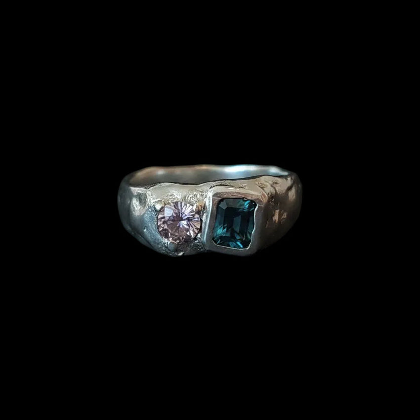 Duet Silver Ring | Pink Sapphire & Green Spinel 2047-5