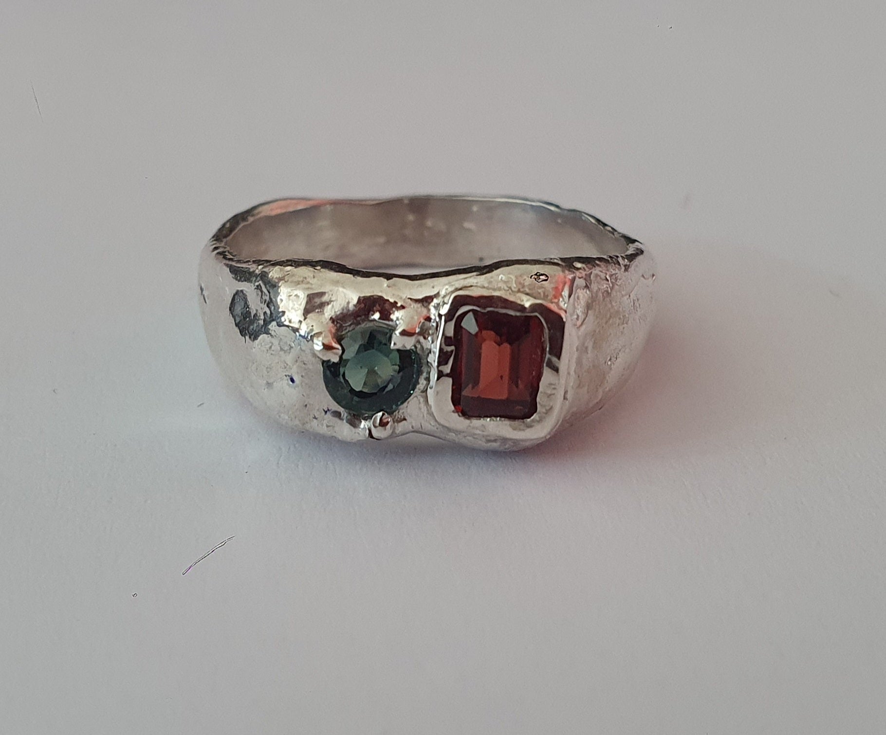 Duet Silver Ring - Garnet & Blue Spinel 2222-5