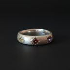 Ceres Silver Band | Garnet, Purple Spinel, Yellow & White Sapphire 2230-5