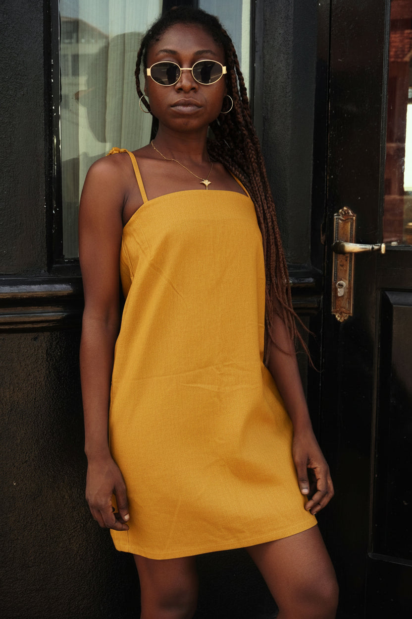 Lani Dress | Mustard Linen