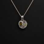 Sculpture Silver Pendant | Yellow Zircon & Sapphire 2275-7