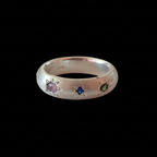 Ceres Silver Band | Green Tourmaline, Blue & Pink Sapphire 1593-6