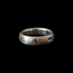 Ceres Silver Band | Blue Topaz, Yellow, Pink & Green Sapphire 2230-6
