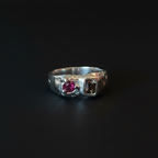 Duet Silver Ring | Ruby & Brown Zircon 2047-6