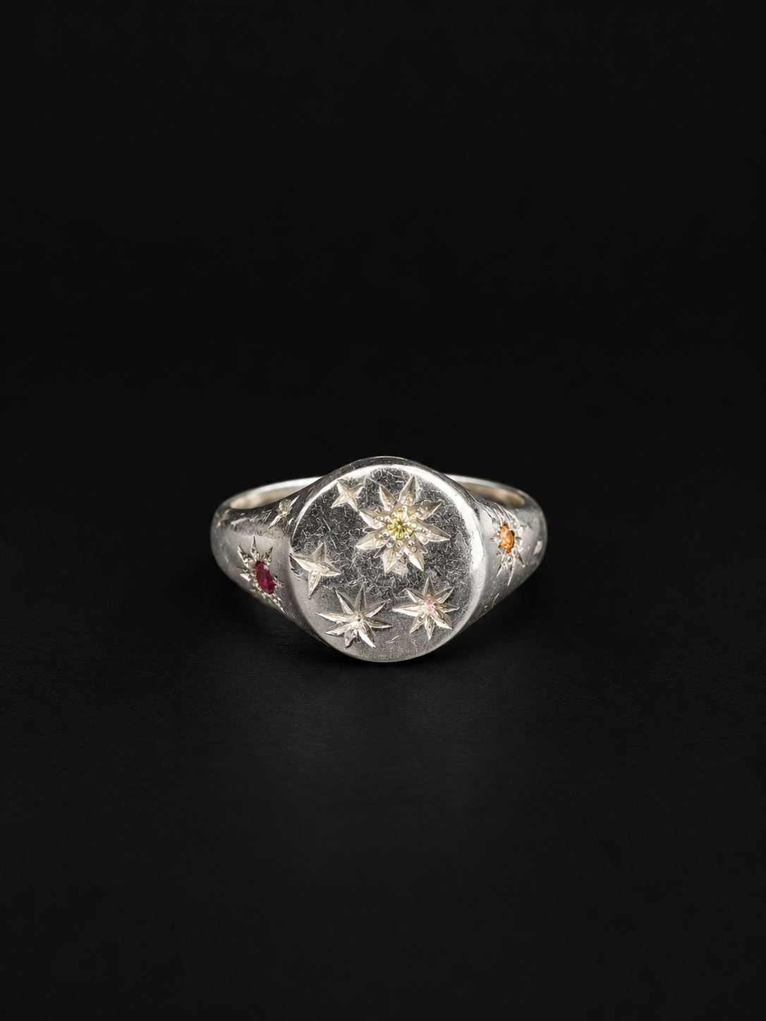 Starry Signet - Ruby, Yellow & Orange Sapphire - 2134-8