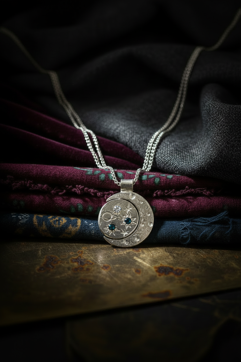 Pocket Galaxy Silver Necklace | Blue Sapphire 1889-7