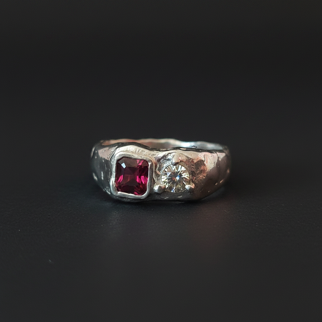 Duet Silver Ring | Garnet & Lemon Topaz 2222-7