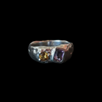 Duet Silver Ring - Amethyst & Yellow Tourmaline 2047-7