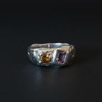 Duet Silver Ring - Amethyst & Yellow Tourmaline 2047-7