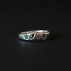 Dancer Silver Ring | Emerald, Pink & Blue Sapphire 2103-7