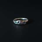 Dancer Silver Ring | Emerald, Pink & Blue Sapphire 2103-7