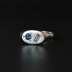 Pickle Mini Oval Silver Signet | White & Blue Sapphire 2065-7