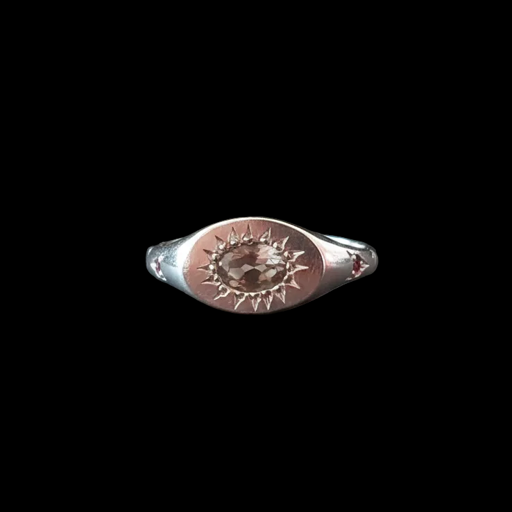 Penny Silver Ring | Champagne Topaz, White & Pink Sapphire 2101-7
