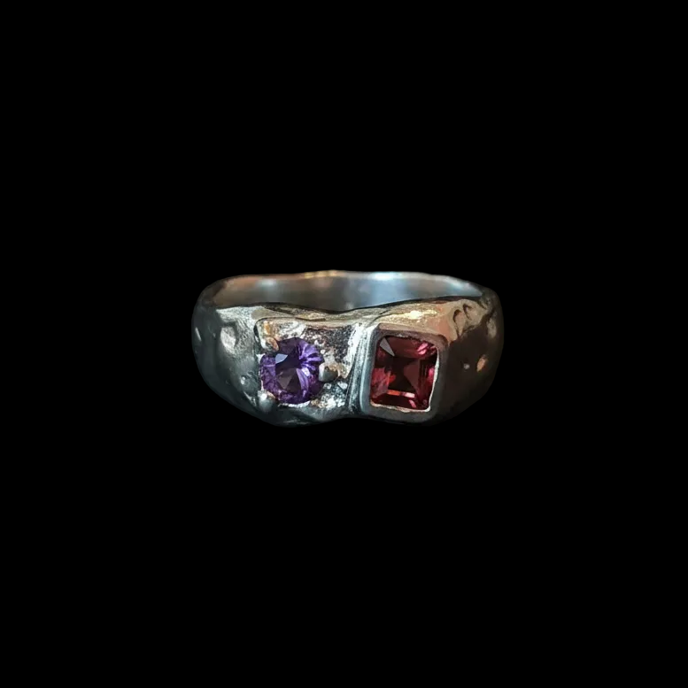 Duet Silver Ring | Amethyst & Garnet 2047-8