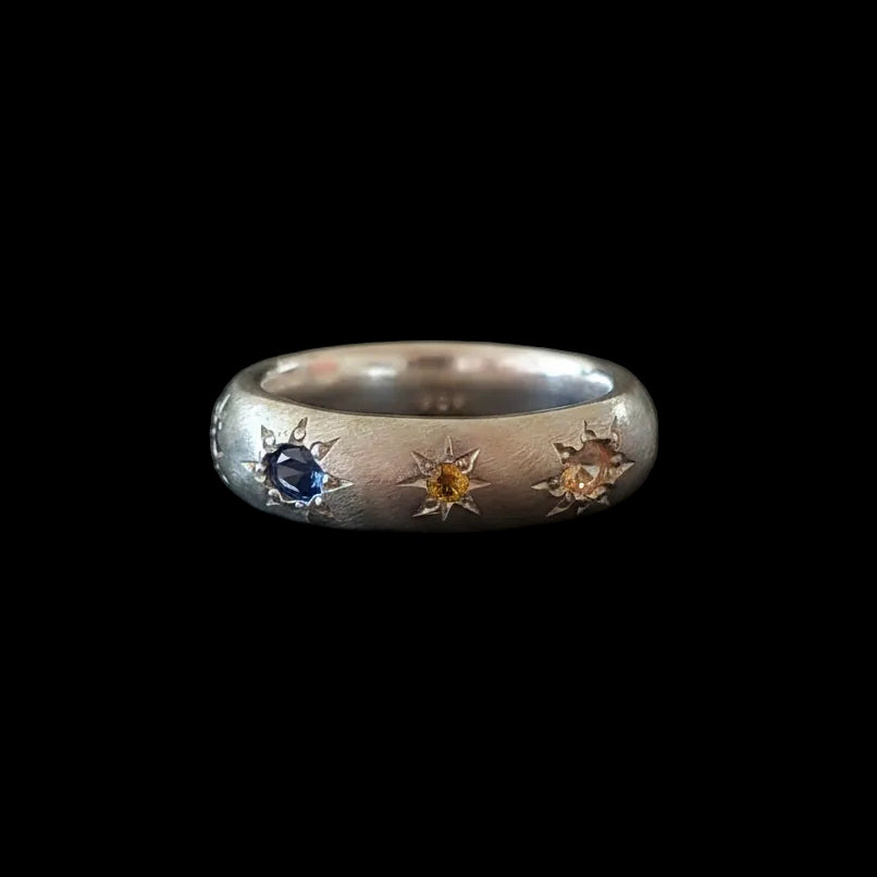 Ceres Silver Band | Yellow, Blue & Purple Sapphire 1593-8