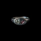 Pickle Mini Oval Silver Signet | Garnet, Ruby & White Sapphire 2065-8