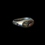 Pickle Mini Oval Silver Signet | Garnet, Ruby & White Sapphire 2065-8