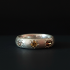 Ceres Silver Band | White Sapphire, Brown, Green & Yellow Tourmaline 2230-8