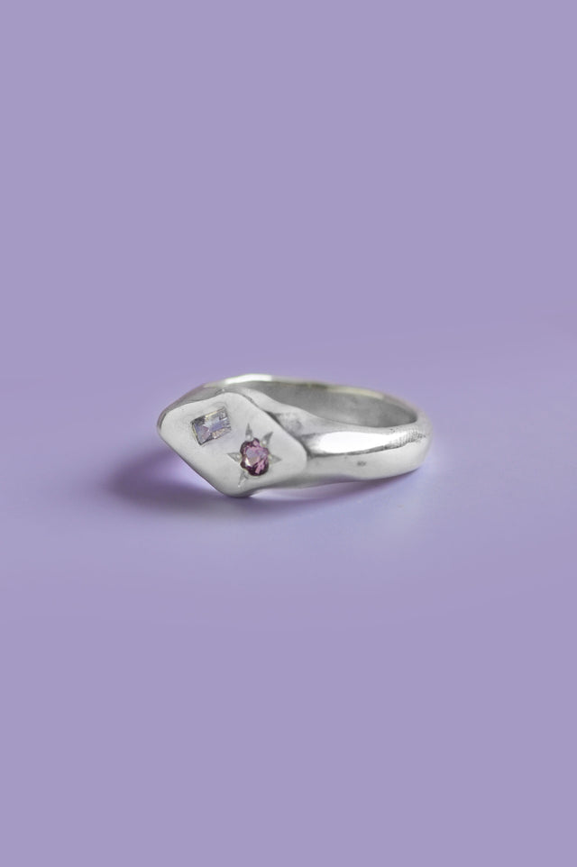 Frankie Purple & Pink Sapphire Silver Signet 906-4