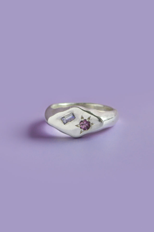 Frankie Purple & Pink Sapphire Silver Signet 906-4