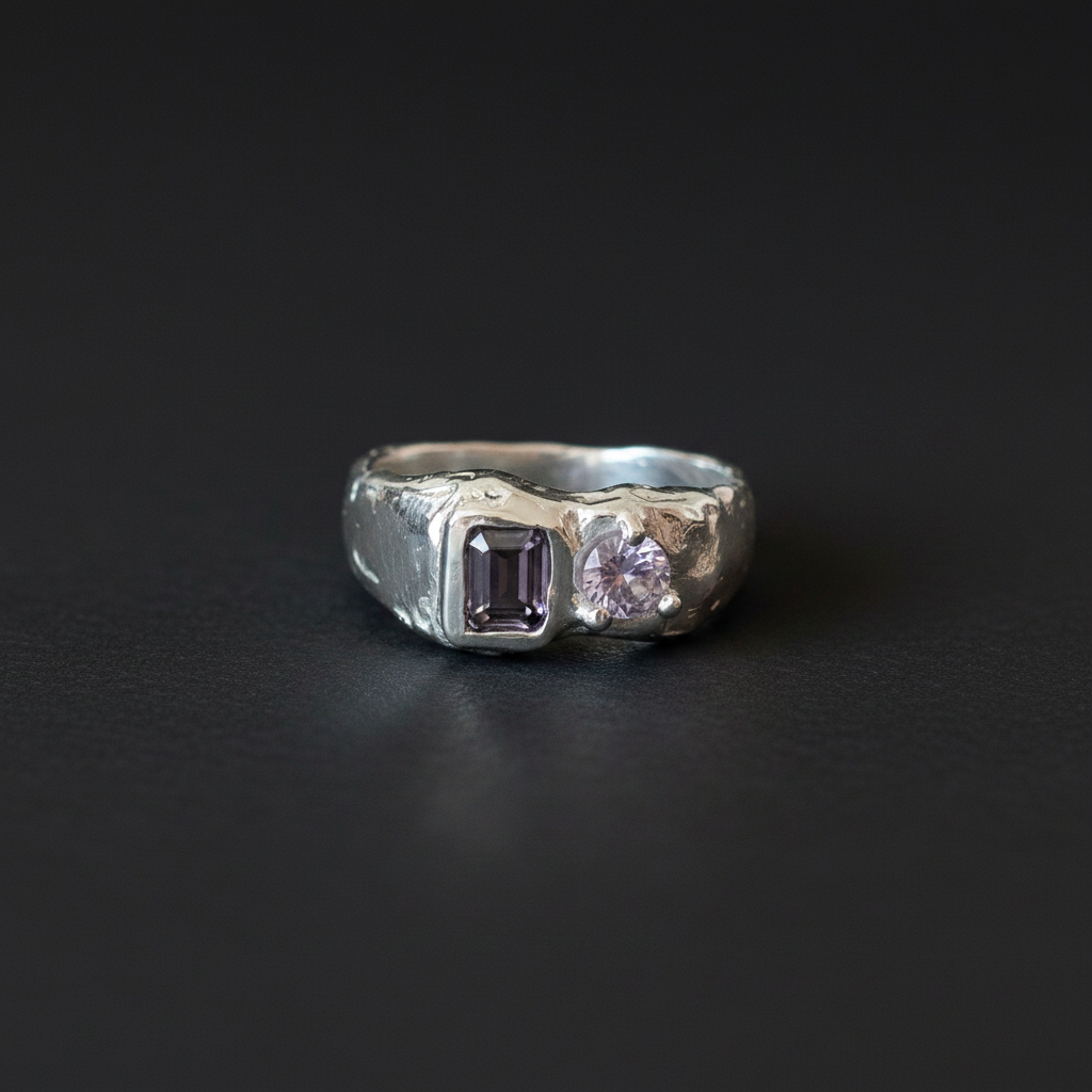 Duet Silver Ring | Purple Spinel 2222-9