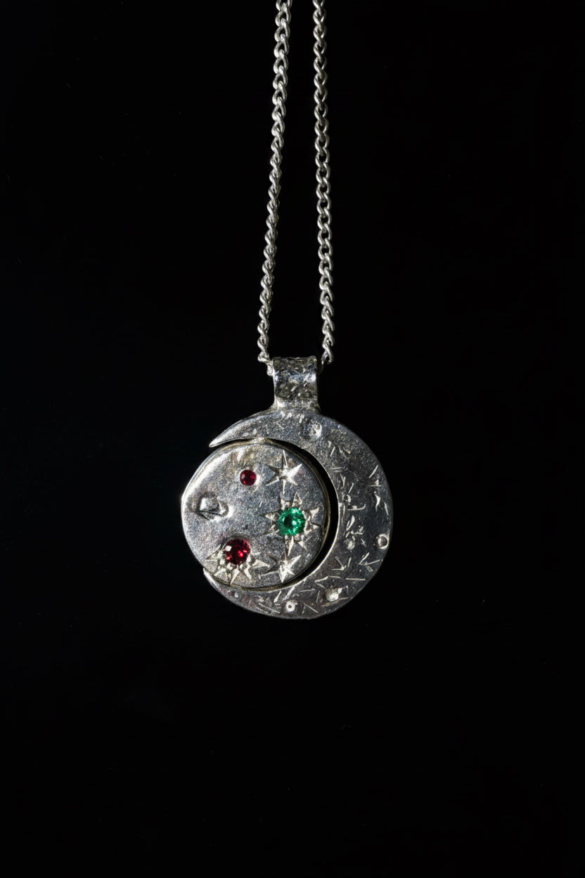 Pocket Galaxy Necklace - Emerald, Ruby, Red Garnet - 2285-8