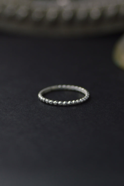 Beaded Stacker Silver Ring