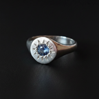 Daisy Silver Signet | Blue Sapphire 2066