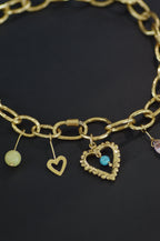 Chain Of Heart Charm Brass Necklace 1311