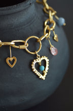 Chain Of Heart Charm Brass Necklace 1311