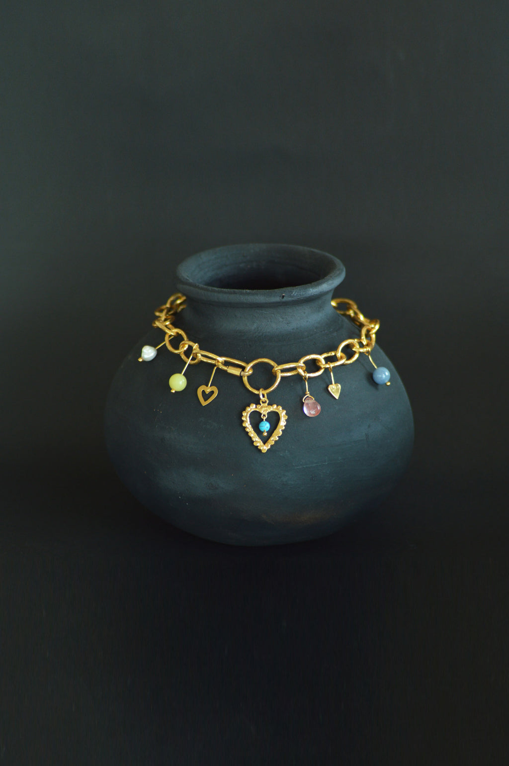 Chain Of Heart Charm Brass Necklace 1311
