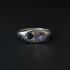 Pickle Mini Oval Silver Signet | Amethyst, Green Tourmaline & Garnet 2065-4