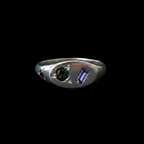 Pickle Mini Oval Silver Signet | Amethyst, Green Tourmaline & Garnet 2065-4