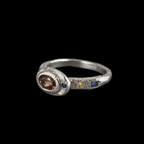 Poet Silver Ring | Brown Zircon & Sapphire 2249-4
