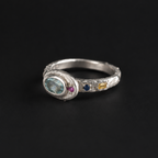 Poet Silver Ring | Aquamarine & Sapphire 2249-3