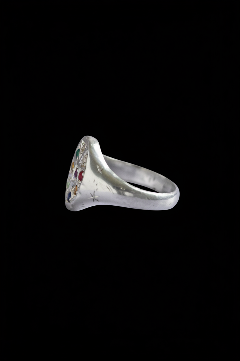 Navaratna Silver Signet | Sacred Nine Gems