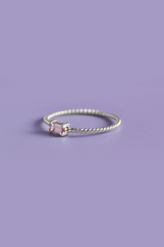 Mabel Pink Sapphire Silver Ring
