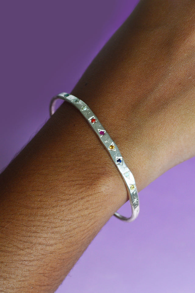 Navaratna Silver Bangle