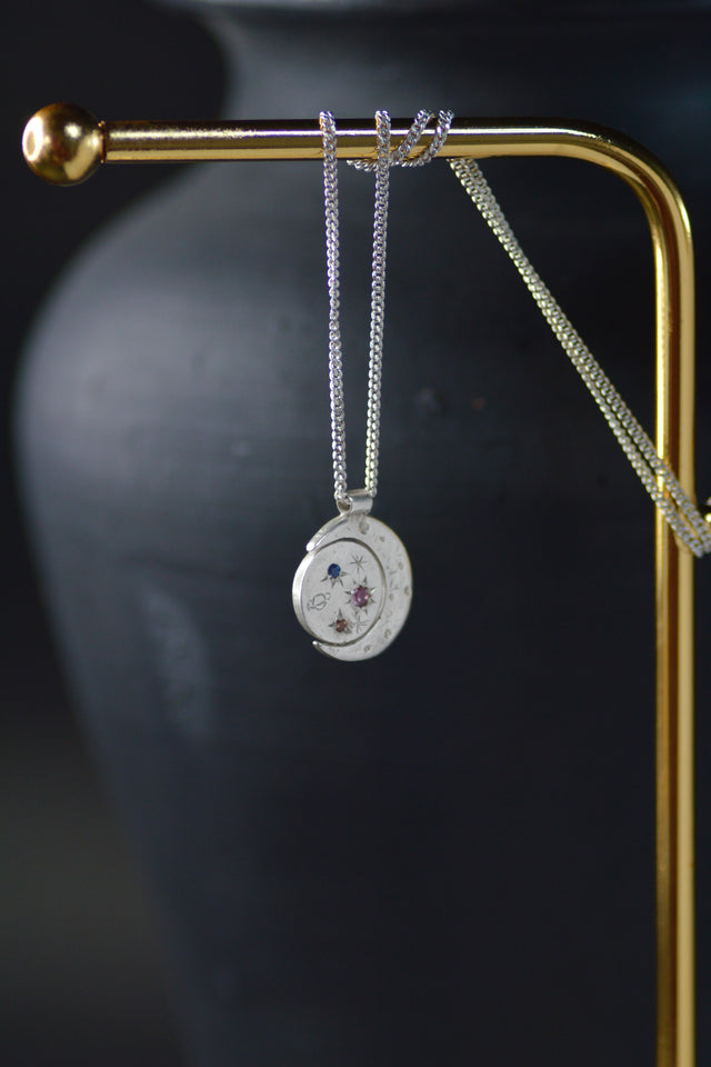 Pocket Universe Emerald & Sapphire Silver Pendant 1194-2