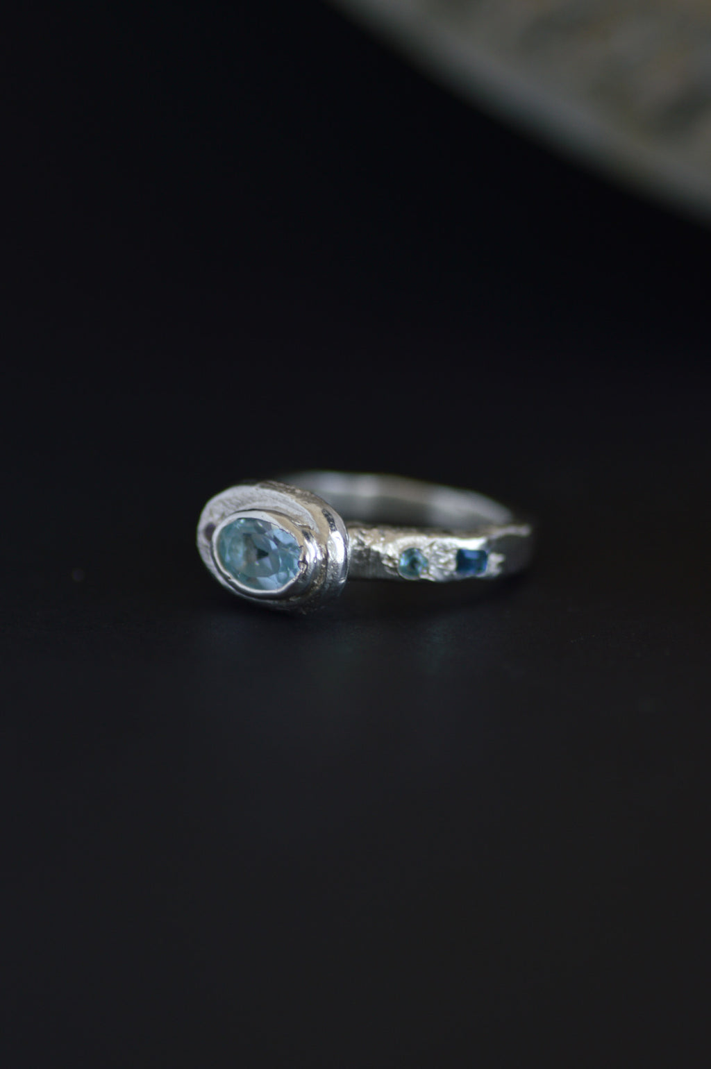 Poet Silver Ring -   Blue Topaz 1215-3