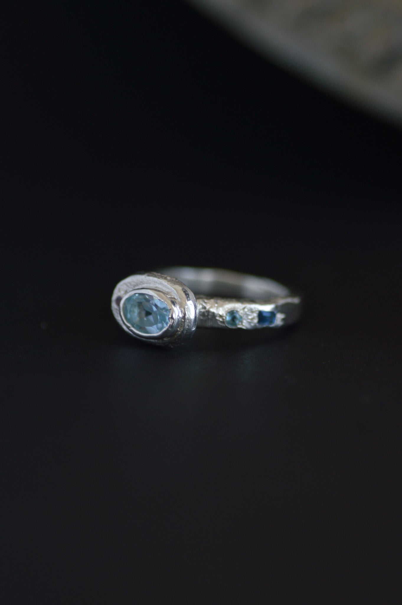 Poet Silver Ring -   Blue Topaz 1215-3