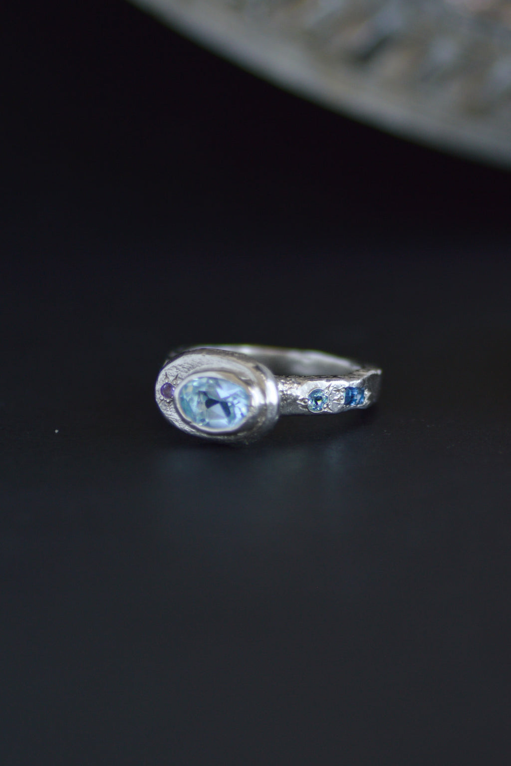 Poet Silver Ring -   Blue Topaz 1215-3