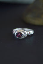 Poet Silver Ring - Garnet with Sapphire & Tourmaline 1080-2