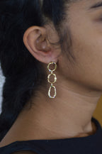 Nova Gem Chain Brass Earrings- Emerald & Sapphire 1509-1