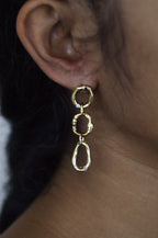 Nova Gem Chain Brass Earrings- Emerald & Sapphire 1509-1