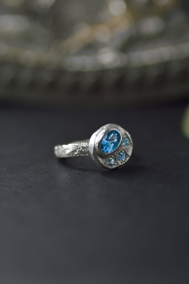 Sculpture Topaz Silver RIng 1247-5