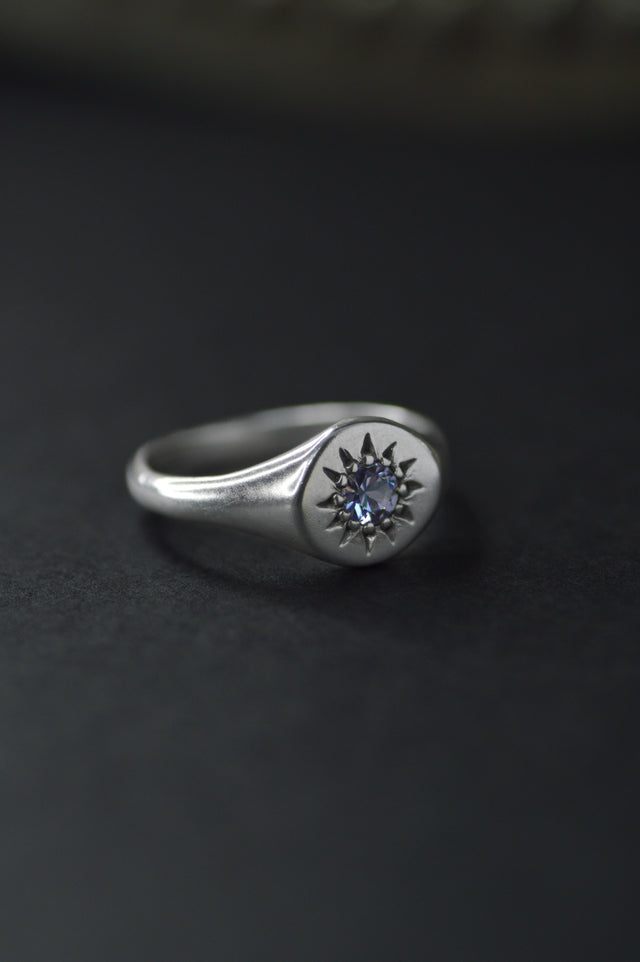 Daisy Purple Sapphire Silver Ring