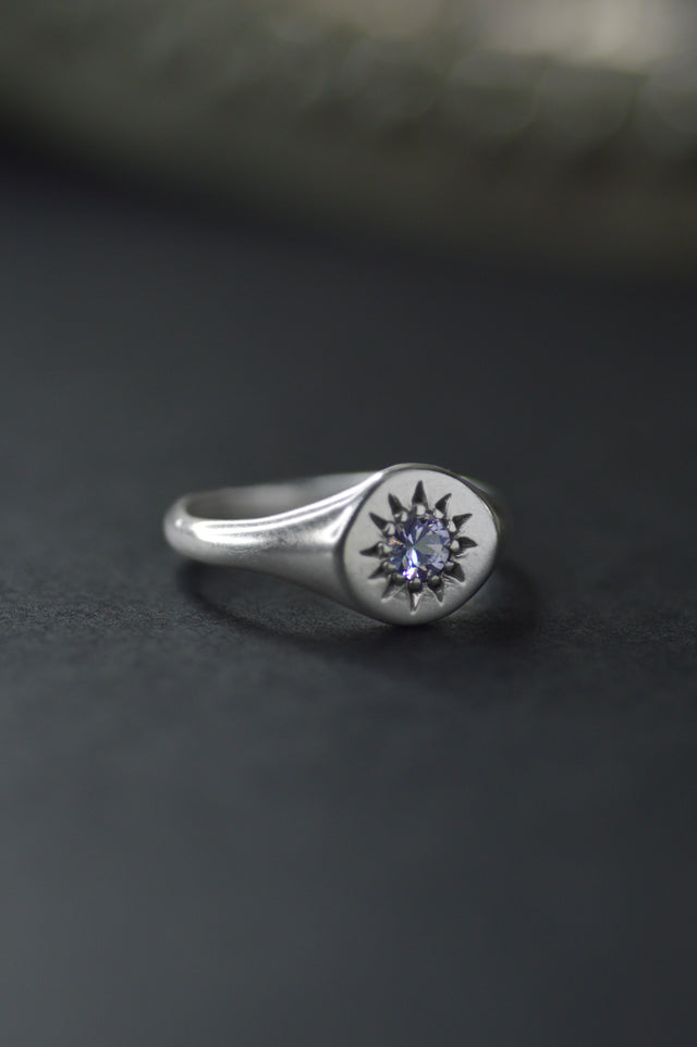 Daisy Purple Sapphire Silver Ring