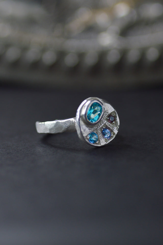Sculpture Topaz, Tourmaline & Sapphire Silver 1081-3