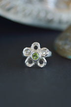 Mala Silver Ring - Peridot